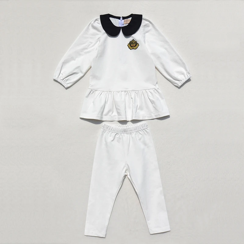 Children's White and Black Lounge Pajama Robe with Red Embroidered Crown