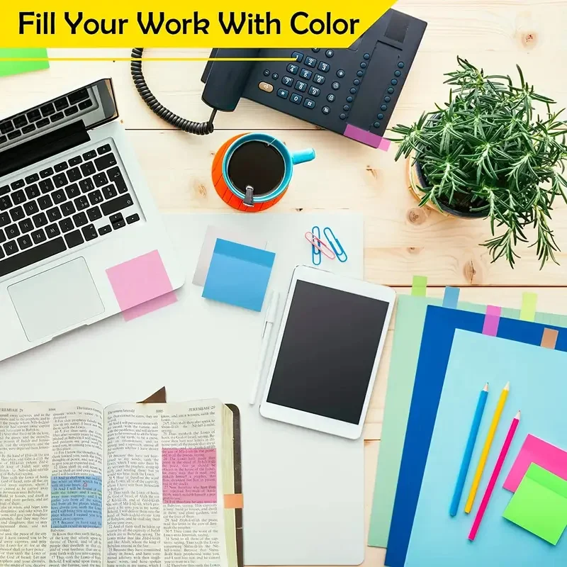 Vibrant Waterproof Transparent Sticky Note Pads - 50 Sheets of Self-Adhesive Memo Notes
