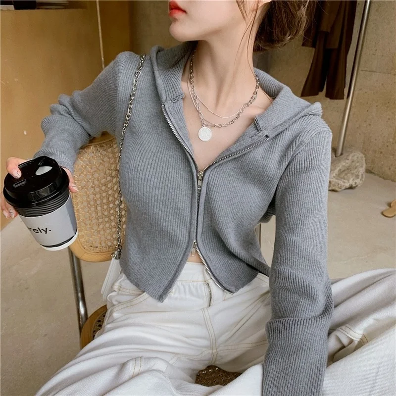 

2021 Spring Women Zip-up Cardigan Jacket Zoravcky Basic Coat Jogger Short Sport Coat Outwear Mujer Hoddied Crop Top Femme Casual