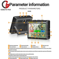 Thermomètre à Air numérique LCD, hygromètre, température intérieure et extérieure, humidité, horloge thermohygromètre électronique industrielle 4
