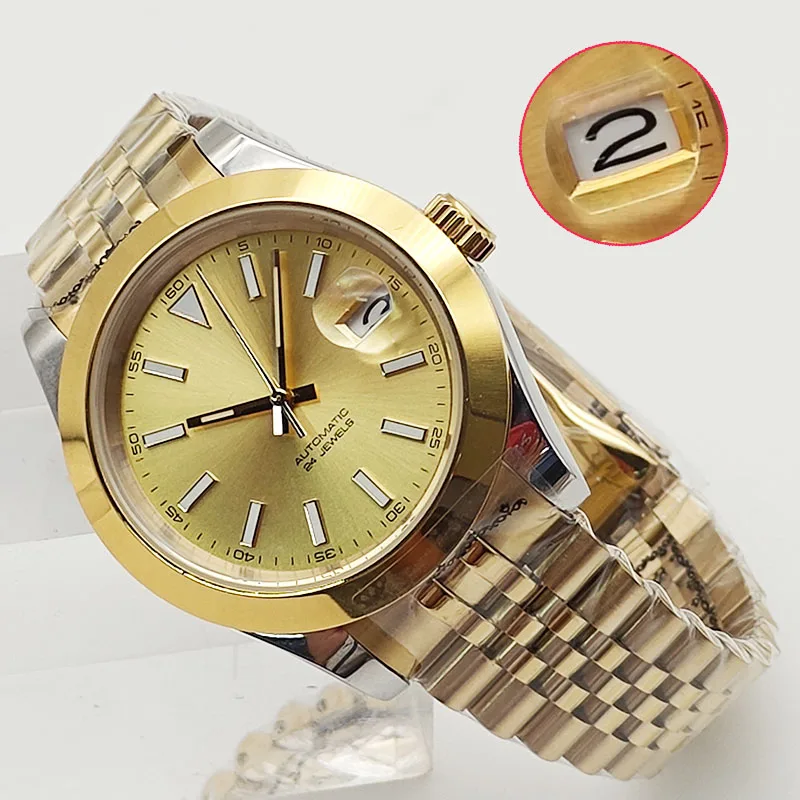 

40MM Fully Automatic Mechanical Watch Calendar Window Dial Stainless Steel Strap Men's Business High-end NH35 Movement Watch