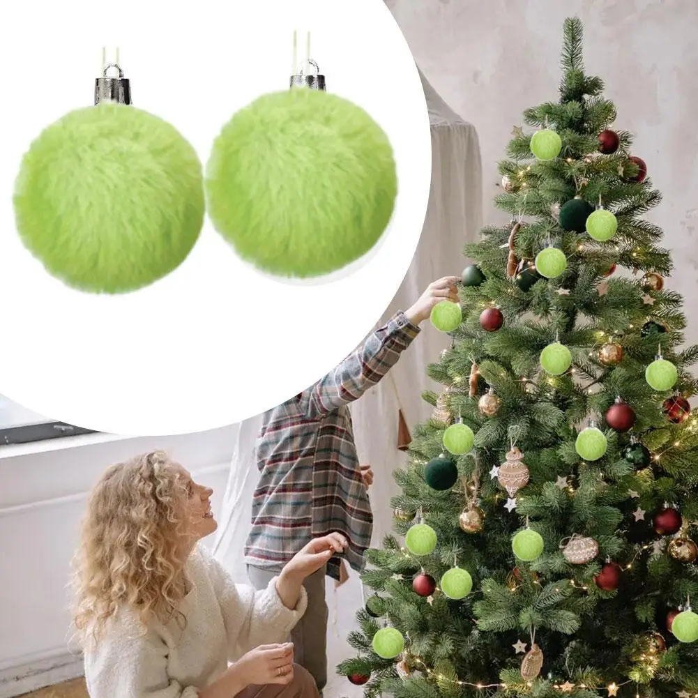 Christmas Decorations 12pcs Plush Christmas Ball Decoration Christmas Tree Decoration Party Tree Home Furnishings