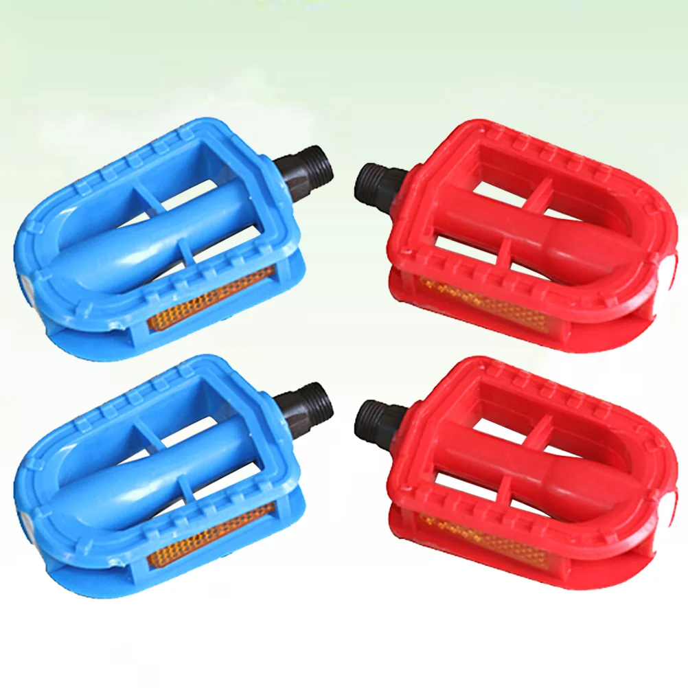 

2 Pairs Kids Pedal Practical Children Bike Pedal Non-Slip Platform Flat Pedal for Outside Outdoor (Red + Blue)