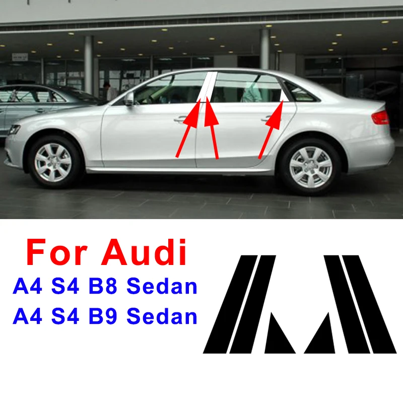 

Glossy Car Window B-Pillar Trim Sticker For Audi A4 S4 B8 B9 Sedan Side Quarter Window Louvers Car Styling Accessories 2009-2019