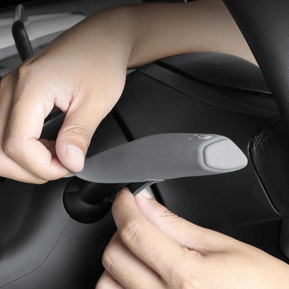 2Pcs Column Shift Cover Silicone Black Steering Lever Protector