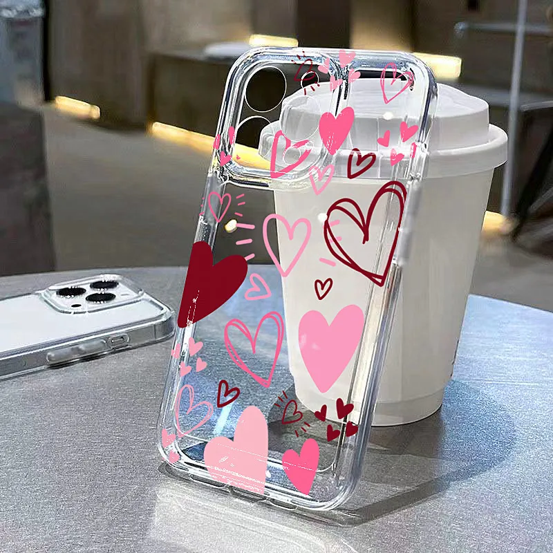 Love Heart Leaves Moon Print Soft Clear Phone Case