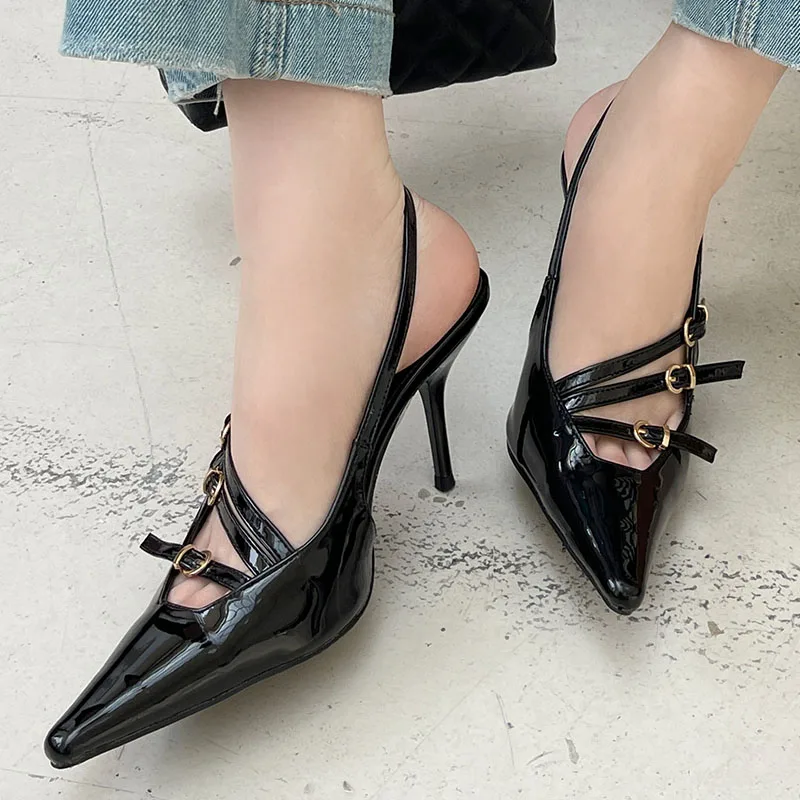 leather pointed heels