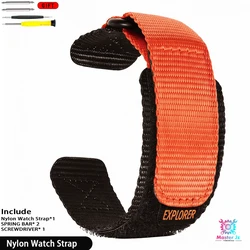 Breathable Sport Nylon Strap with Stainless Steel Waterproof Ring for Square Watch - 18mm Quick Release (Orange Strap)