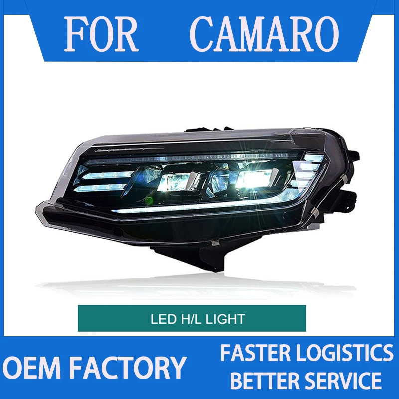 카마로 2016 2018 헤드라이트용 LED 헤드라이트 어셈블리, LED DRL 다이내믹 터닝 프로젝터 렌즈, 프론트 헤드 램프, 1 쌍