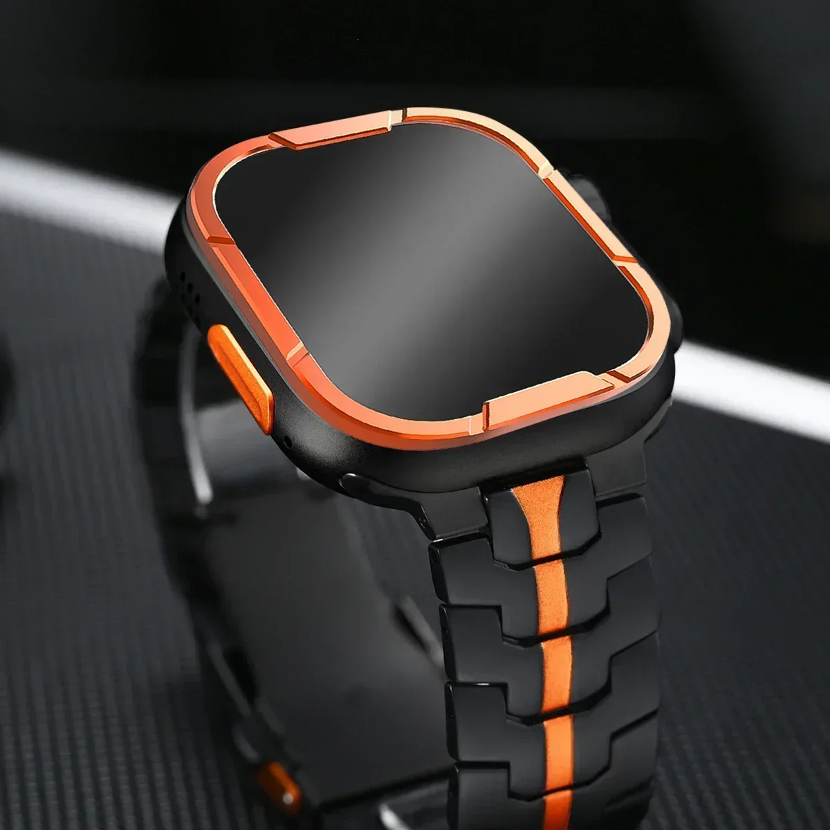 애플 워치 울트라 3/2/1용 강화유리 스크린 보호필름 메탈 프레임 포함 iWatch 울트라 49mm 긁힘 방지 HD 보호필름