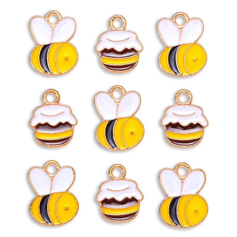

30Pcs/Set Cute Bee Honey Jar Enamel Color Pendant Couple Bracelet Necklace Earrings DIY Jewelry Making Charm Handmade Findings