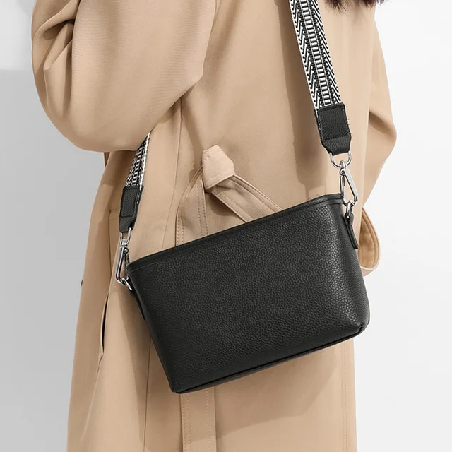 First Layer Crossbody Vintage Cowhide Female Messenger Bag Underarm Bag Fashion Soft Solid Color Casual Shoulder Bag _ - Mobile