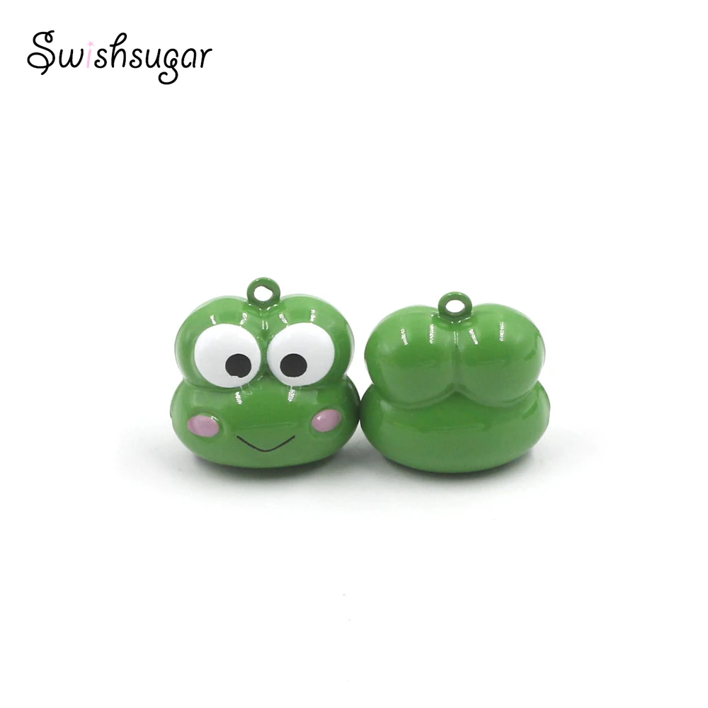 Cartoon Metal Frog Animal Jingle Bell Charms Pendant Kids Children Keychain Bracelet Necklace Jewelry Finding Accessories