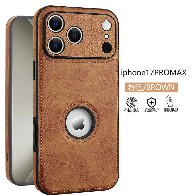 Logo View Luxury Leather Shockproof Phone Case with Premium Camera Lens Protection