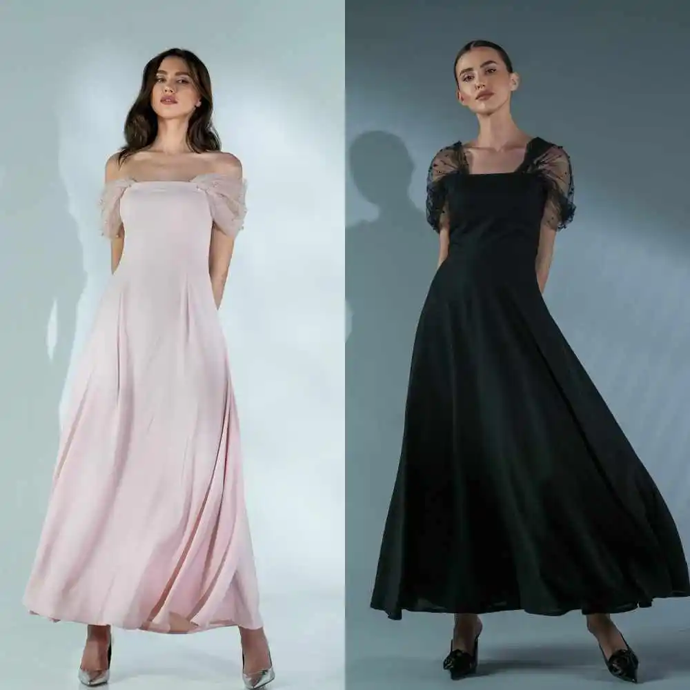 

Ball Dress Jersey Beading Ruched Graduation A-line Off-the-shoulder Bespoke Occasion Gown Midi Dresses Saudi Arabia Evening