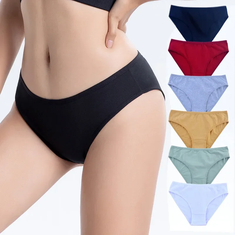

New Fashion Trend Solid Color Network Red Explosive Female Underwear Pure Cotton Waist Plus Size Female