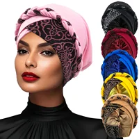 2024 Head Scarf for Muslim Women Turban Cap Ladies Islamic Print Bonnet Hat Braid Headband Turbante Mujer Beanies Hats 1
