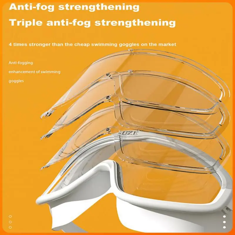 Swimming Goggles Adult Anti-fog HD Large Frame Eyewear Professional Adjustment Headband Water Sports Glasses