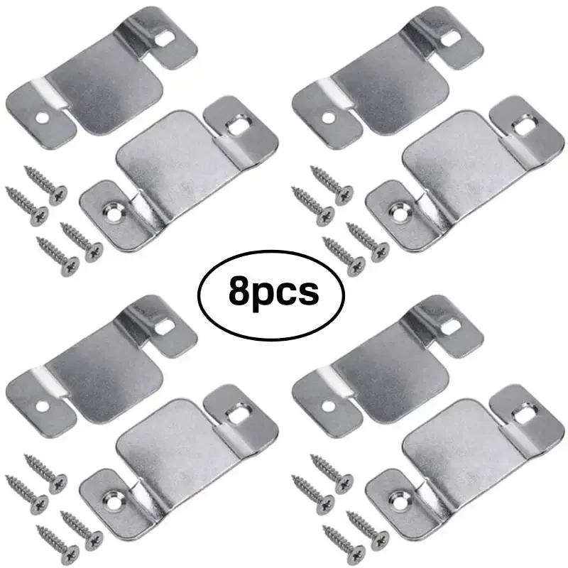 Shelf Bracket Bed Slats Connectors 8Pcs Stainless Steel Sectional Connector Furniture Interlock Bracket Screws Flush Mount Bracket for Sofa Photo Frame Mirror