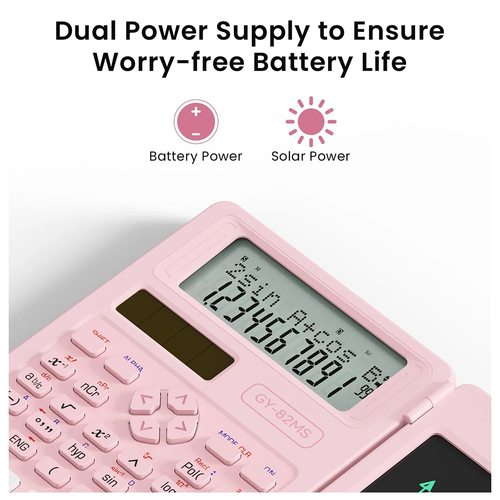 Scientific Calculators for School with Notepad School Supplies 240 Functions 82MS Foldable 2-Line Display Solar and Battery Powe - 4