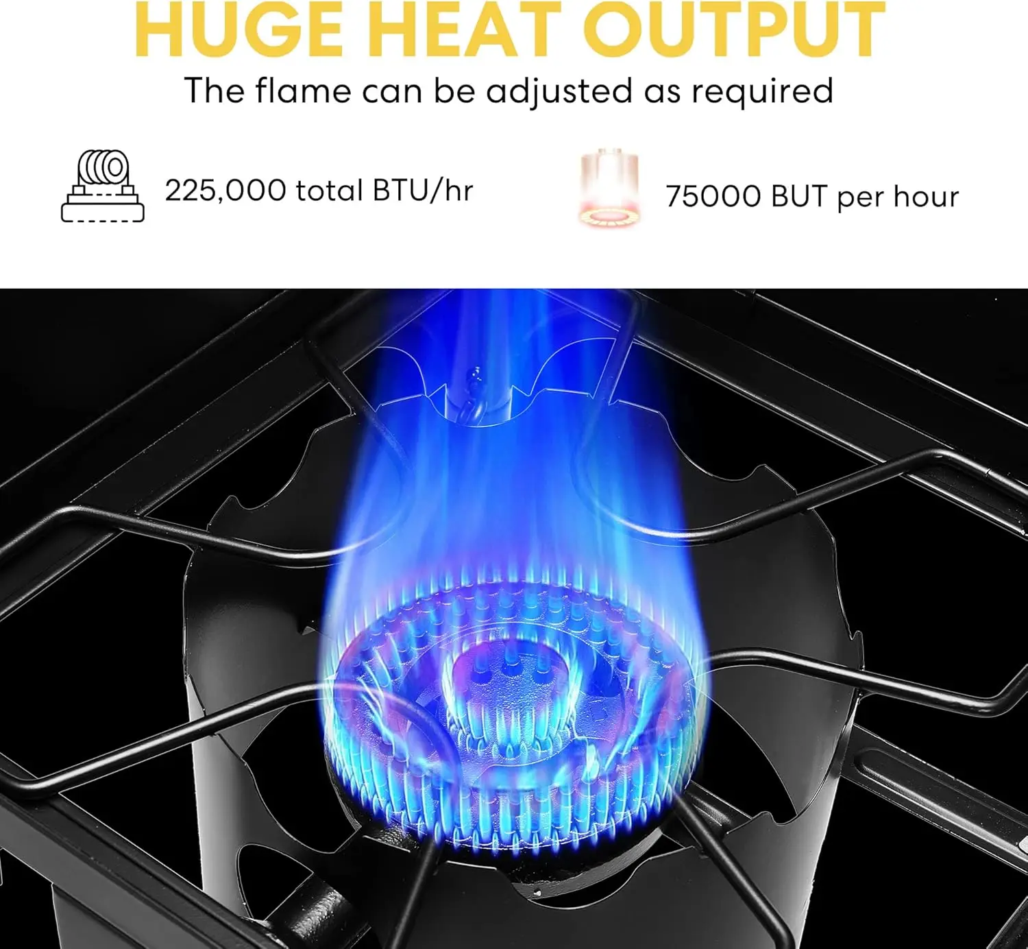 Outdoor 3-Burner Stove, Max. 225,000 BTU/hr, Heavy Duty Tri-Propane Cooker with Detachable Legs Stand for Camping Cooko