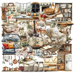 50PCS Home Art Theme Transparent Decorative Sticker Set (Multicolor)