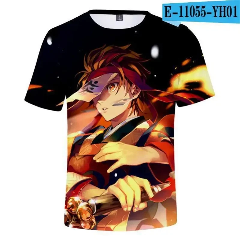 

2022 New Summer Hot Sale Demon Slayer Animation 3D Print Crew Neck T-shirt Girls' Favorite Short Sleeve Top Children's Clothing