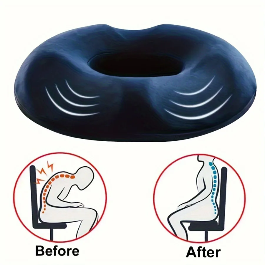 1pc Memory Foam Donut Pillow - Portable Orthopedic Pillow Cushion Support Pad For Relax body Pressure, High Density Memory Foam 5