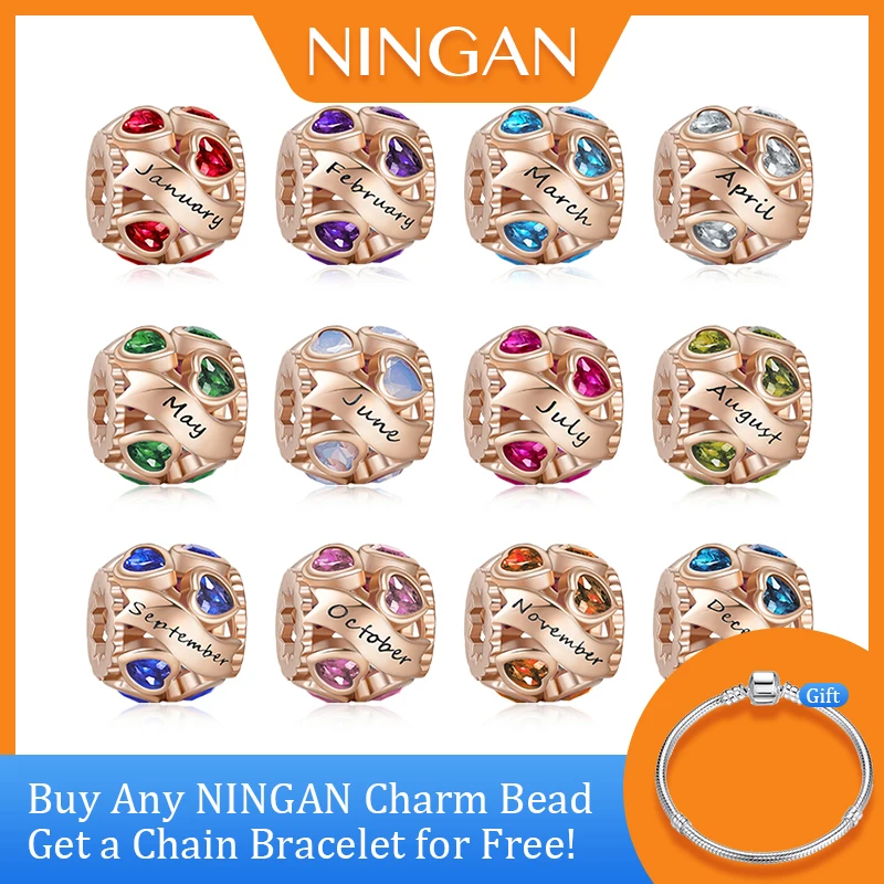 NINGAN 925 Sterling Silver Bead Personalizzato Photo Charms per Bracciale Collana Cuore A Forma di Charm Family Memorial per gli Amici (Amicizia Per sempre