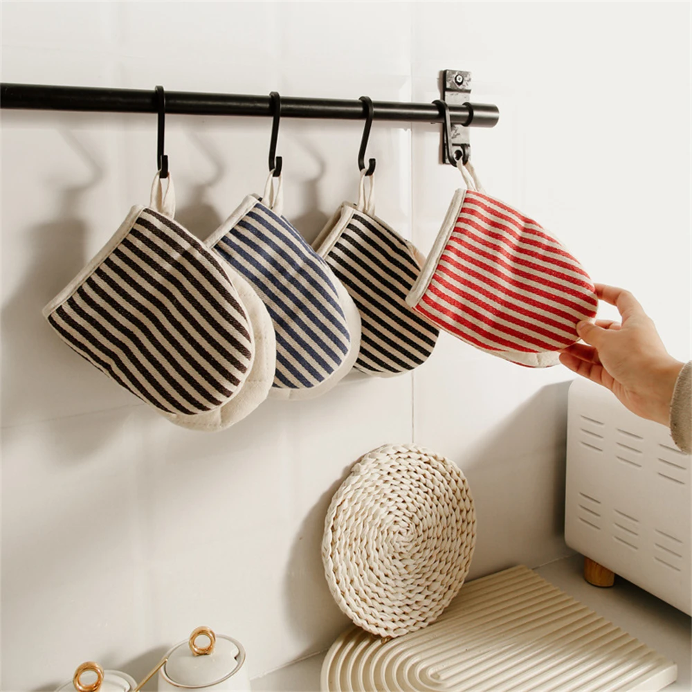 Household Insulated Gloves Microwave Anti-scald Gloves Thicken Striped Baking High Temperature Resistant Kitchen Tools kitchen gloves