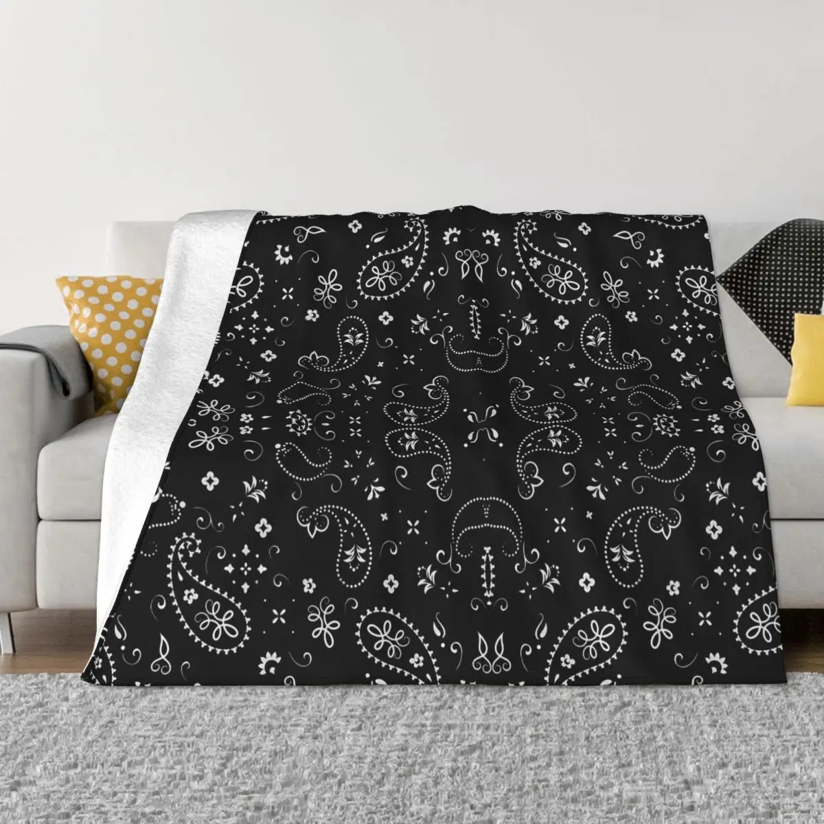 

Black And White Paisley Chicano Blankets Coral Fleece Plush Decoration Bedroom Bedding Couch Bedspread