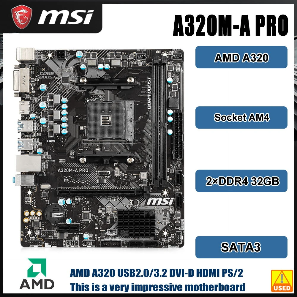 A320m Motherboard Msi A320ma Pro Motherboard Am4 Ddr4 32gb Pcie 3.0 4
