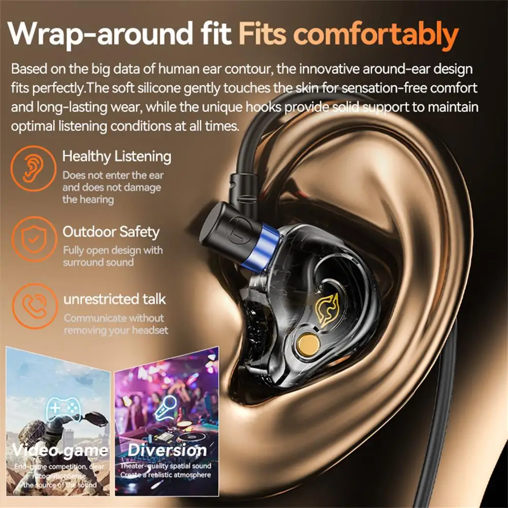 OLAF Type-C/3.5mm Wired Headphones Bass Stereo Gaming Headsets Gamer Handsfree Earphone Sports Earbuds For Phones Tablet Laptop 2