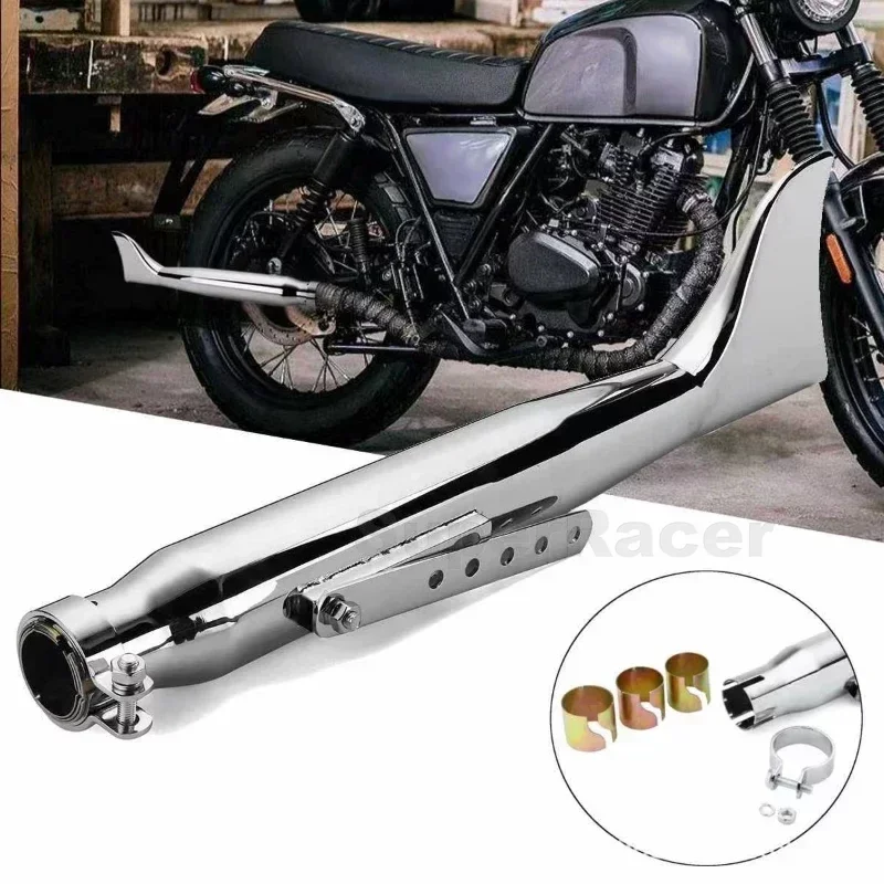 

Left Right Side Motorcycle Exhaust Pipe Universal Fish Tail for Bobbers Racing Bike Chopper Cafe Racer Vintage Silencer