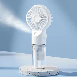 Compact USB Rechargeable Handheld Mist Fan with Humidifier Feature (White)