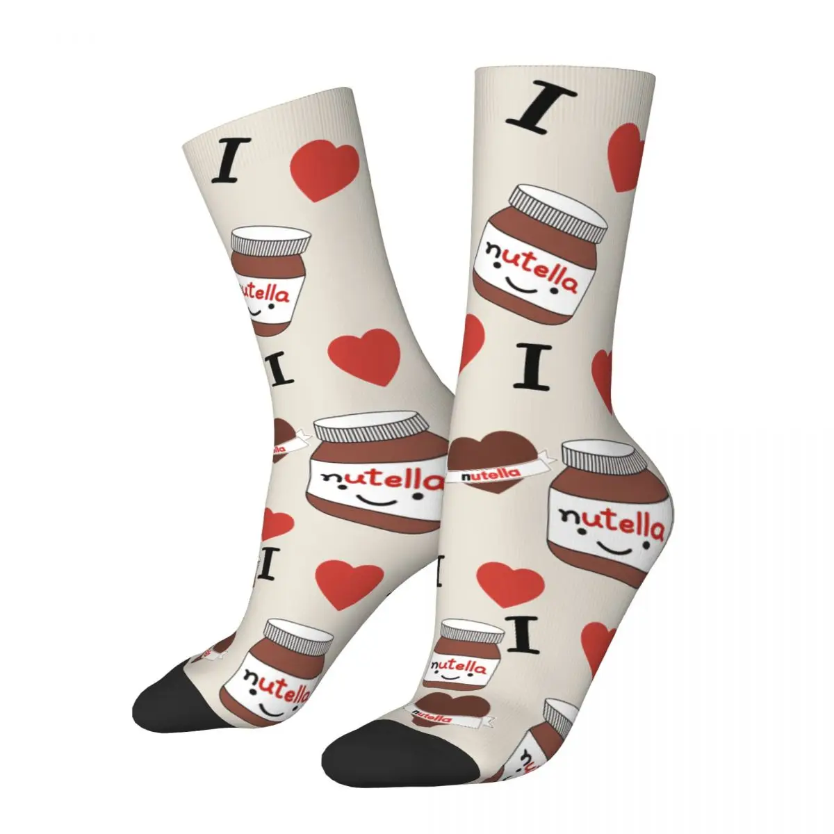 Foods Nutella Cartoon Unisex Socks Hiking 3D Print Happy Socks Street Style Crazy Sock