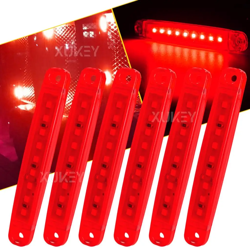 

6Pcs Side Marker Light Red 12V 9-LED 3.9'' Front Rear LED Marker Indicator Lights Truck RV Lorry Bus Caravan Van ATV Rock Lights