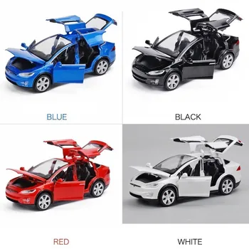 1:32 테슬라 모델 X 합금 자동차 다이캐스트 모델 장난감 차량, 소리와 빛, 금속 자동차 시뮬레이션 컬렉션 선물, 소년 장난감