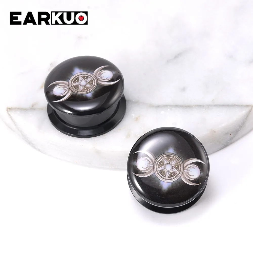 EARKUO Acrylic Sheep Head Dinosaur Pentagram Moon Ear Tunnels Plugs Piercing Body Jewelry 2PCS piercing jewelry,body piercing earrings,ear piercing jewelry,body piercing jewelry,body jewelry