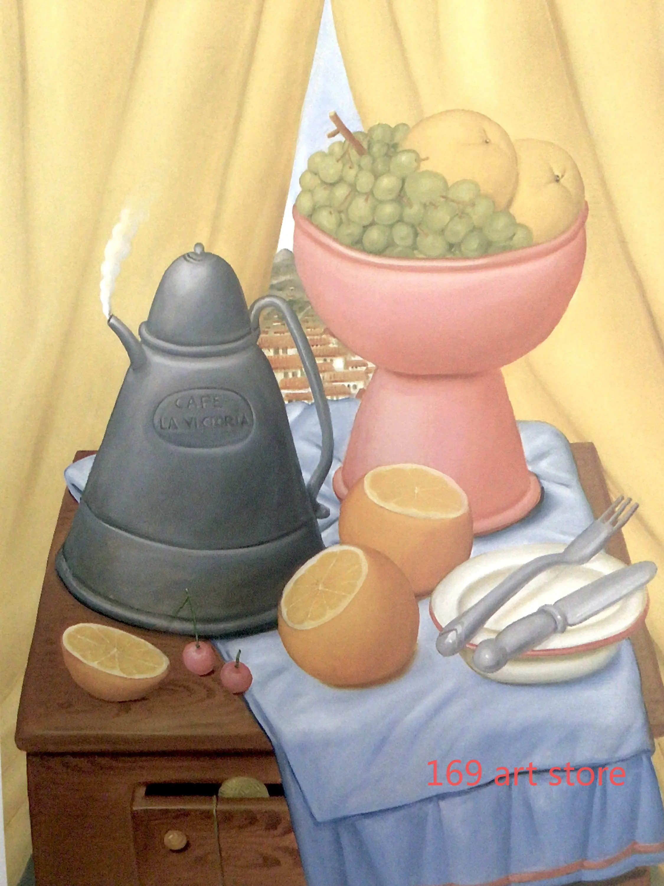 thumbnail image 1 of Divertido retrato de mujer y hombre de Fernando Botero bebiendo jugo, pósteres artísticos, pintura en lienzo, impresiones de pared, imagen para la decoración del hogar de la habitación, 1 of 5