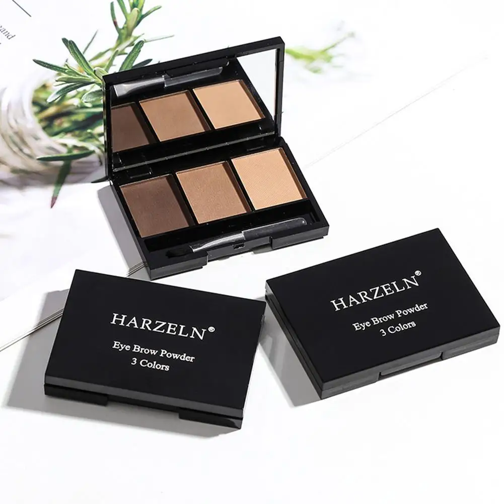

Палитра пудры для бровей, 3 цвета, стойкий водонепроницаемый усилитель для бровей с кисточкой, зеркало, портативный косметический инструмент для макияжа для женщин