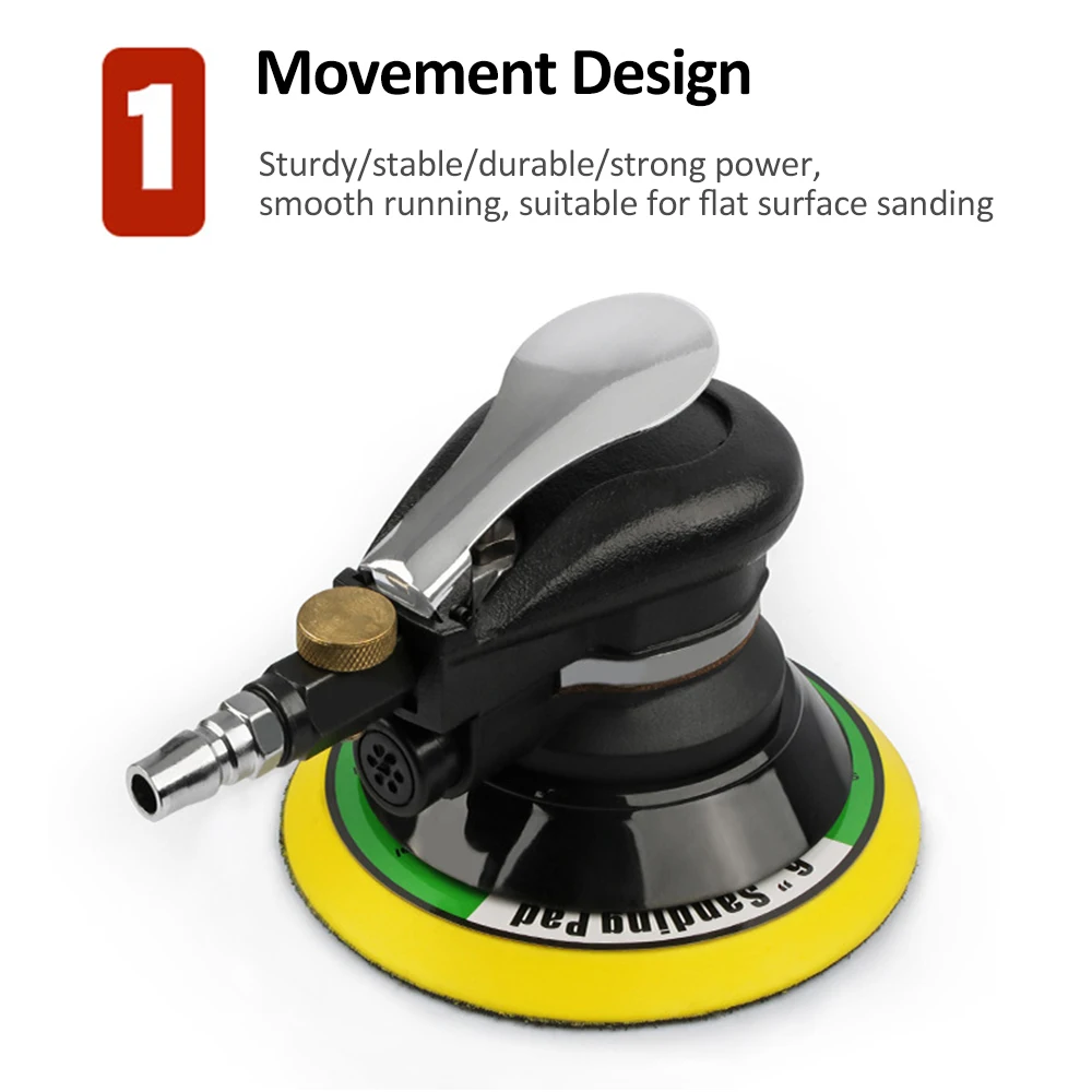 Pneumatic Orbital Sander 5" 6" Car Polisher Polishing Sanding Machine Grinding Waxing Tools Air Random Orbital Sander