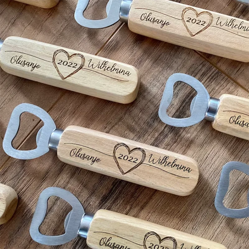 Personalized Beer Opener Wood Bottle Opener Kitchen Gadgets Bar Tools Wedding Supplies Wedding Favors And Gifts For Guest