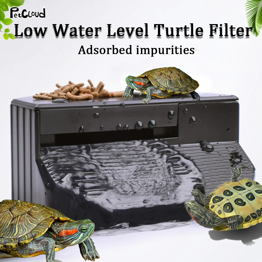 Filtro de tortuga para acuario, bomba de agua de flujo silencioso, tanque  de reptiles, filtro de cascada de bajo nivel para pecera pequeña, tanque de  tortuga, enchufe estadounidense (220-240V)