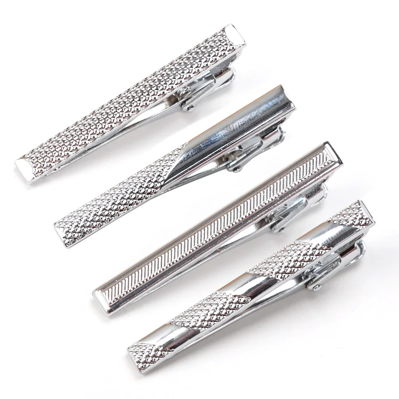Tie Pin for Men Necktie Accessories Silvery Colour Ties Metal Tone Simple Bar Clasp Practical Clasp Tie Clip Collar Clip Male