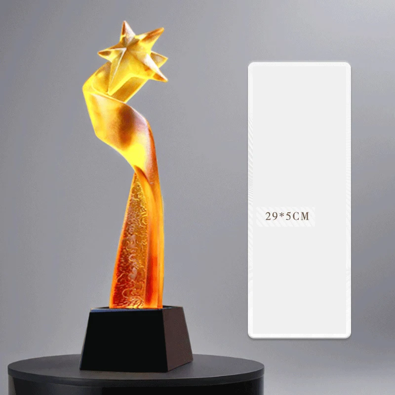 Customized Water Coloured Glaze Trophy, Creative High-end Five pointed Star Excellent Employee Company Annual Meeting Award, 1Pc