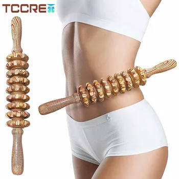 Wooden Therapy Massager Roller Trigger Point Massager Stick for Fascia Cellulite Muscle & Abdomen Body, Muscle Belly Relief Tool