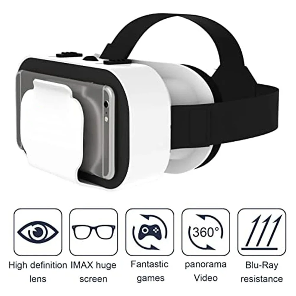 Head Mounted VR Glasses Adjustable Lenses VR Glasses 3D Virtual Reality Immersive Headset For IPhone/Android Accessories