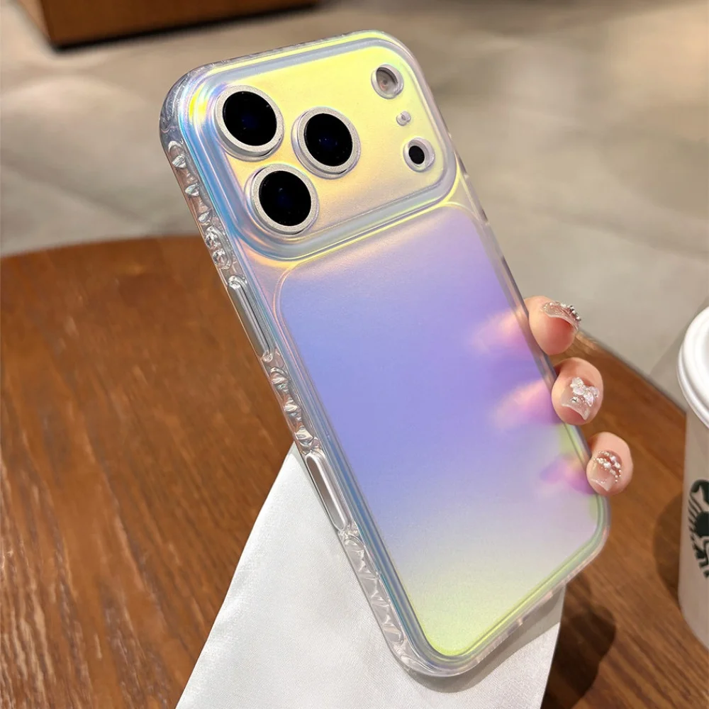 Luxury Aurora Laser Gradient Matte Case with Camera Control Button Cover