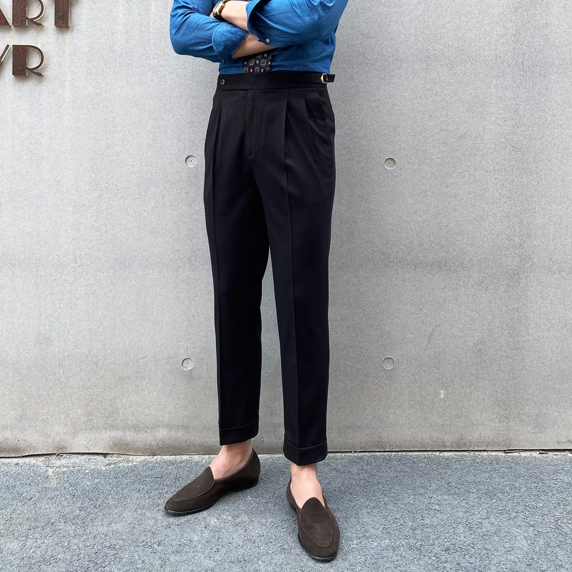 Luxury High Waist Casual Pants Korean 2021 Fashion Versatile Slim Long Pants Men's Fashion Spring Clothes Office Trousers Men 3